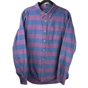 Gap Rugby Oxford Button Down Shirt Men's XL Maroon and Blue Preppy Academia